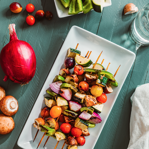 Grilled Garlic Veggie Kabobs