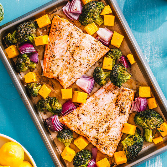 Lemon Herb Salmon & Veggie Sheet Pan Dinner