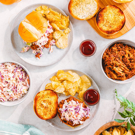 Instant Pot Pulled BBQ Chicken Sandwich on Garlic Buns