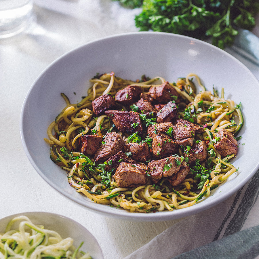 Garlic Butter Steak Bites with Zucchini Noodles – Better Butter