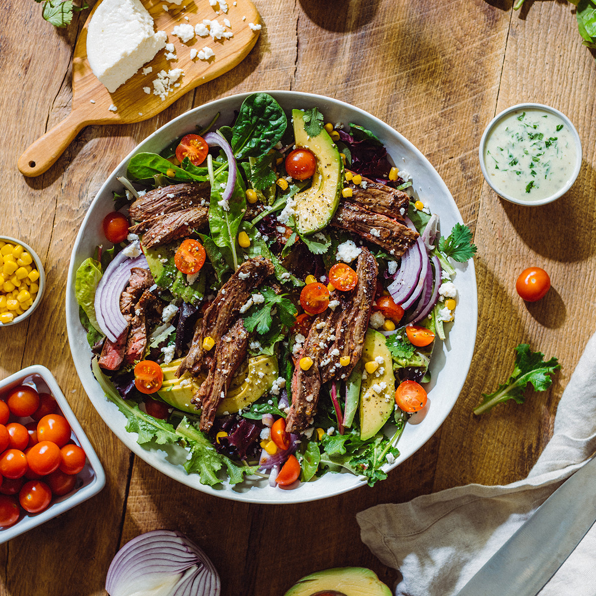 Grilled Steakhouse Salad With Creamy Cilantro Dressing