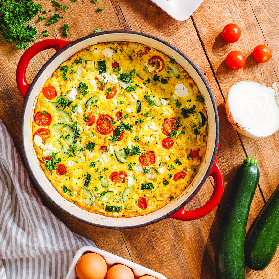 Black Truffle Zucchini, Tomato & Feta Frittata